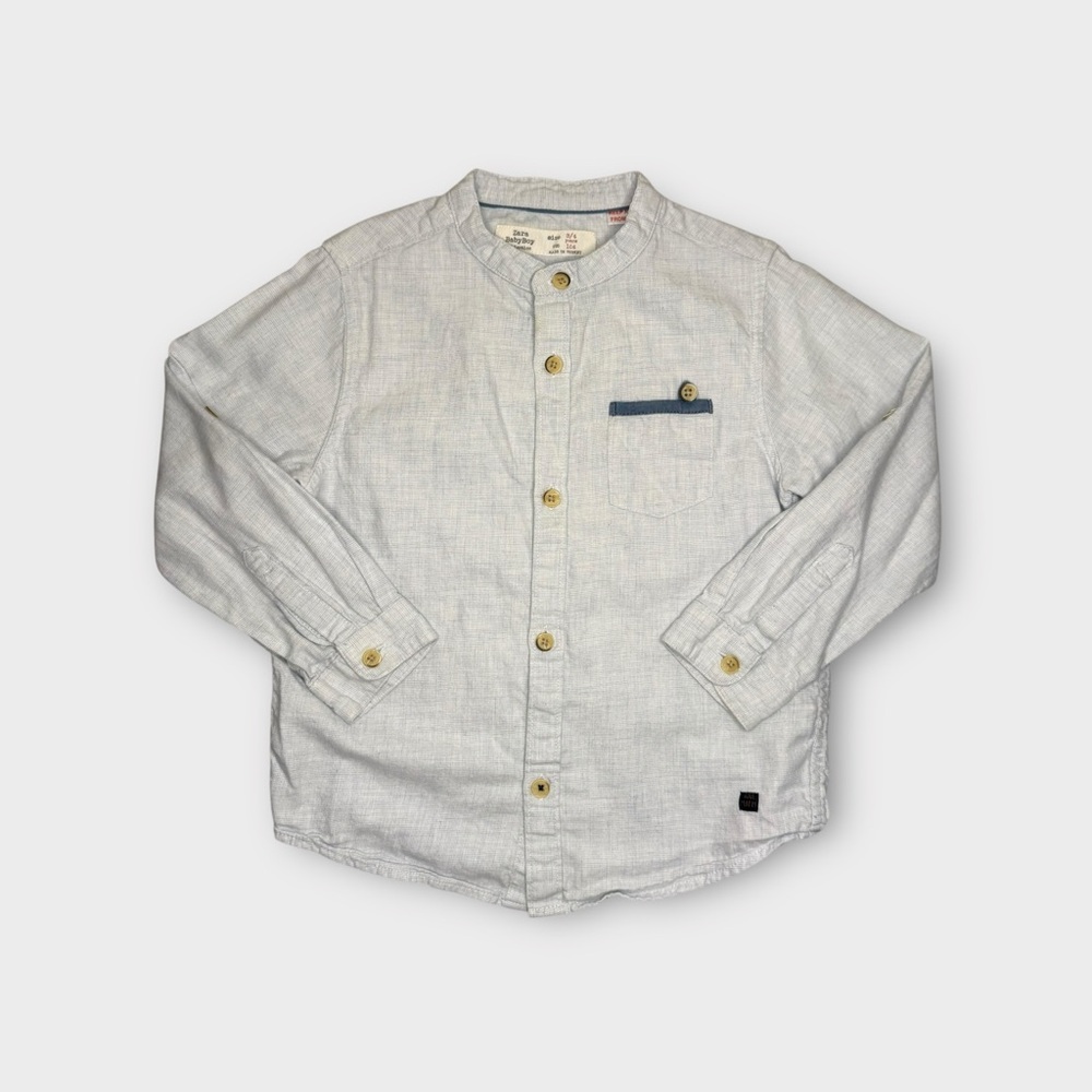 Zara Chambray Button Up Pocket Dress Shirt